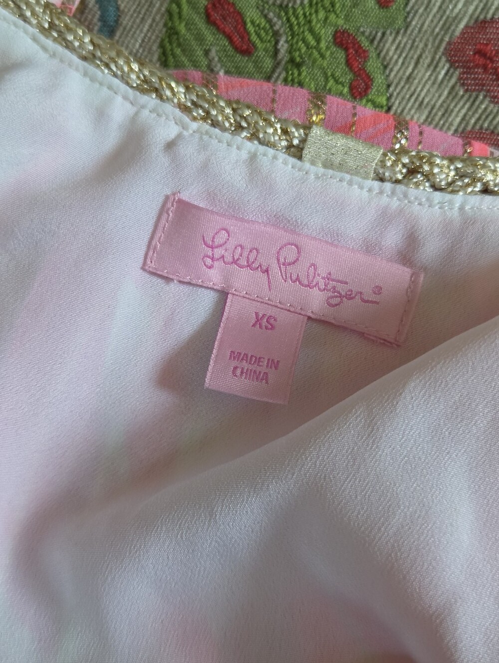 Lilly Pulitzer Sienna Pink and Gold Trim Dress - Picture 4 of 4